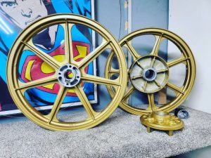 Powder Coated wheels in Regal Gold